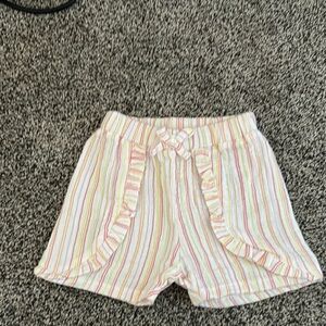 First Impressions Pink and White Shorts with Ruffled Trim